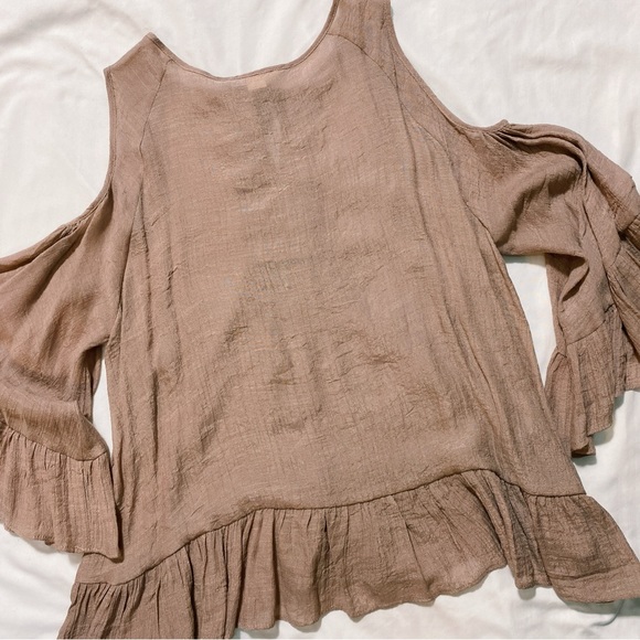 Double Zero Mauve Top / Cold Shoulder, Boho, Tie Front - Picture 5 of 5